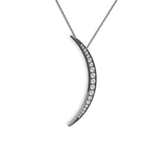 Ay Kolye - Swarovski 925 ayar siyah rodyum kaplama gümüş kolye (40 cm gümüş rolo zincir) #9ozwfv