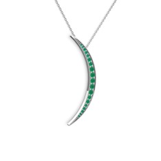 Kök zümrüt 8 ayar beyaz altın kolye (40 cm beyaz altın rolo zincir)