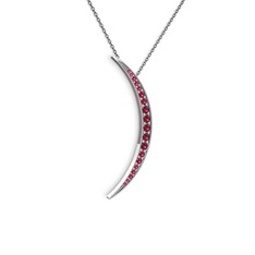 Rodolit garnet 8 ayar beyaz altın kolye (40 cm gümüş rolo zincir)