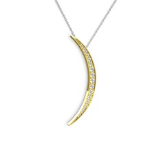 Ay Kolye - Beyaz zirkon 18 ayar altın kolye (40 cm gümüş rolo zincir) #fiuz43