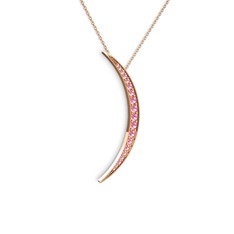 Ay Kolye - Pembe kuvars 18 ayar rose altın kolye (40 cm rose altın rolo zincir) #fq2059