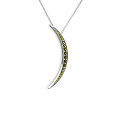 Ay Kolye - Peridot 8 ayar beyaz altın kolye (40 cm beyaz altın rolo zincir) #i6u8r2