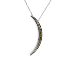 Ay Kolye - Dumanlı kuvars 925 ayar siyah rodyum kaplama gümüş kolye (40 cm gümüş rolo zincir) #ii1md4