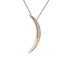 Ay Kolye - Beyaz zirkon 8 ayar rose altın kolye (40 cm gümüş rolo zincir) #kb8m0f