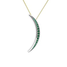 Ay Kolye - Yeşil kuvars 18 ayar beyaz altın kolye (40 cm gümüş rolo zincir) #krbmrm