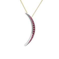 Rodolit garnet 14 ayar beyaz altın kolye (40 cm altın rolo zincir)