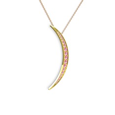 Ay Kolye - Pembe kuvars 18 ayar altın kolye (40 cm rose altın rolo zincir) #qg4rq
