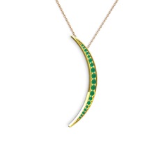 Ay Kolye - Kök zümrüt 14 ayar altın kolye (40 cm rose altın rolo zincir) #qgeo64