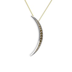 Ay Kolye - Dumanlı kuvars 18 ayar beyaz altın kolye (40 cm gümüş rolo zincir) #qrwz0y