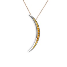 Ay Kolye - Sitrin 18 ayar beyaz altın kolye (40 cm rose altın rolo zincir) #qv0wry