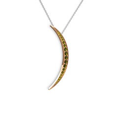 Ay Kolye - Peridot 14 ayar rose altın kolye (40 cm beyaz altın rolo zincir) #tfag4u