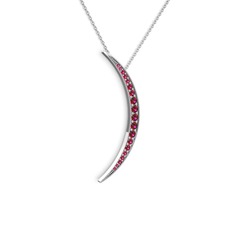 Rodolit garnet 14 ayar beyaz altın kolye (40 cm beyaz altın rolo zincir)