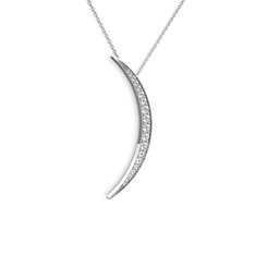 Ay Kolye - Beyaz zirkon 925 ayar gümüş kolye (40 cm beyaz altın rolo zincir) #x4vajm