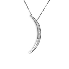 Swarovski 18 ayar beyaz altın kolye (40 cm gümüş rolo zincir)