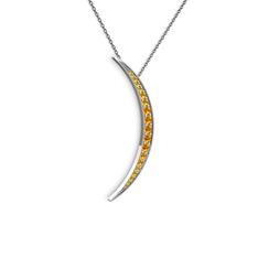 Ay Kolye - Sitrin 14 ayar beyaz altın kolye (40 cm gümüş rolo zincir) #x965cy