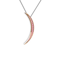 Pembe kuvars 8 ayar rose altın kolye (40 cm gümüş rolo zincir)