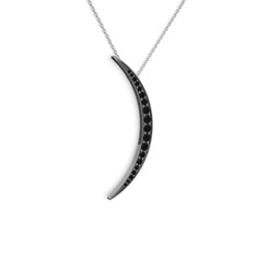 Ay Kolye - Siyah zirkon 925 ayar siyah rodyum kaplama gümüş kolye (40 cm beyaz altın rolo zincir) #zf89qo