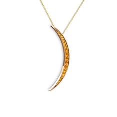 Ay Kolye - Sitrin 18 ayar rose altın kolye (40 cm altın rolo zincir) #zzemlp