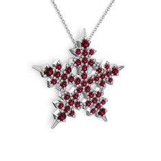 Mona Kar Tanesi Kolye - Rodolit garnet 18 ayar beyaz altın kolye (40 cm beyaz altın rolo zincir) #10n88ax