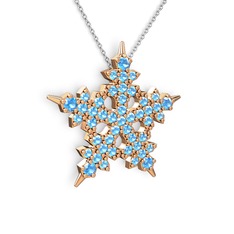 Mona Kar Tanesi Kolye - Akuamarin 14 ayar rose altın kolye (40 cm gümüş rolo zincir) #113evgh