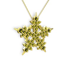 Mona Kar Tanesi Kolye - Peridot 18 ayar altın kolye (40 cm altın rolo zincir) #11ehfi9