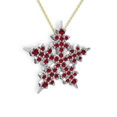 Mona Kar Tanesi Kolye - Garnet 18 ayar beyaz altın kolye (40 cm altın rolo zincir) #15r3sjk