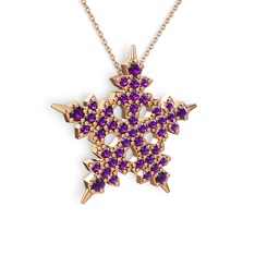 Mona Kar Tanesi Kolye - Ametist 925 ayar rose altın kaplama gümüş kolye (40 cm rose altın rolo zincir) #15smd5r