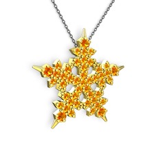 Mona Kar Tanesi Kolye - Sitrin 925 ayar altın kaplama gümüş kolye (40 cm gümüş rolo zincir) #175224o