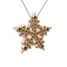 Mona Kar Tanesi Kolye - Dumanlı kuvars 925 ayar rose altın kaplama gümüş kolye (40 cm beyaz altın rolo zincir) #182xkd6