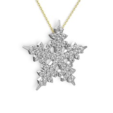 Mona Kar Tanesi Kolye - Swarovski 14 ayar beyaz altın kolye (40 cm altın rolo zincir) #18b2p7t