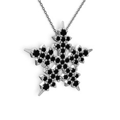 Mona Kar Tanesi Kolye - Siyah zirkon 18 ayar beyaz altın kolye (40 cm gümüş rolo zincir) #1a7hnnv