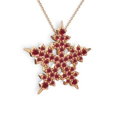 Mona Kar Tanesi Kolye - Kök yakut 18 ayar rose altın kolye (40 cm rose altın rolo zincir) #1abw69v