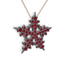 Mona Kar Tanesi Kolye - Garnet 925 ayar siyah rodyum kaplama gümüş kolye (40 cm rose altın rolo zincir) #1c1yk6