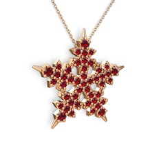 Mona Kar Tanesi Kolye - Garnet 8 ayar rose altın kolye (40 cm gümüş rolo zincir) #1cbxkbe