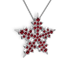 Mona Kar Tanesi Kolye - Garnet 8 ayar beyaz altın kolye (40 cm gümüş rolo zincir) #1cgnd6k