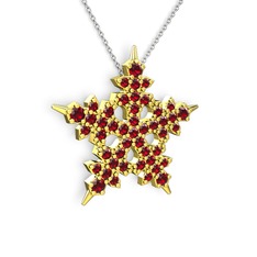 Garnet 925 ayar altın kaplama gümüş kolye (40 cm beyaz altın rolo zincir)