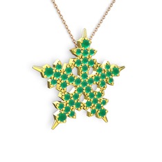 Mona Kar Tanesi Kolye - Kök zümrüt 18 ayar altın kolye (40 cm rose altın rolo zincir) #1fmtg6c