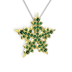 Mona Kar Tanesi Kolye - Yeşil kuvars 925 ayar altın kaplama gümüş kolye (40 cm beyaz altın rolo zincir) #1h1sn61