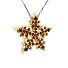 Mona Kar Tanesi Kolye - Rodolit garnet 18 ayar altın kolye (40 cm gümüş rolo zincir) #1i1ksin