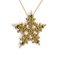 Mona Kar Tanesi Kolye - Peridot 8 ayar rose altın kolye (40 cm altın rolo zincir) #1jpz5az