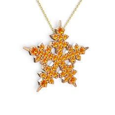 Sitrin 14 ayar rose altın kolye (40 cm gümüş rolo zincir)