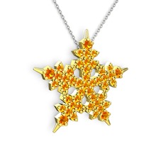 Sitrin 18 ayar altın kolye (40 cm gümüş rolo zincir)