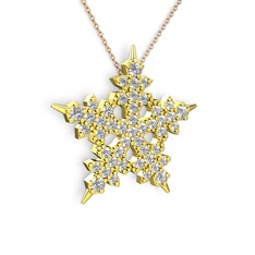 Mona Kar Tanesi Kolye - Swarovski 18 ayar altın kolye (40 cm rose altın rolo zincir) #1lk05as