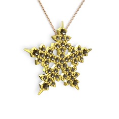 Mona Kar Tanesi Kolye - Dumanlı kuvars 8 ayar altın kolye (40 cm rose altın rolo zincir) #1m9ufgs