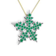 Kök zümrüt 925 ayar gümüş kolye (40 cm altın rolo zincir)