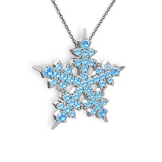 Mona Kar Tanesi Kolye - Akuamarin 925 ayar gümüş kolye (40 cm gümüş rolo zincir) #1mw6mvs