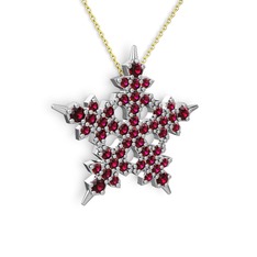 Mona Kar Tanesi Kolye - Rodolit garnet 8 ayar beyaz altın kolye (40 cm gümüş rolo zincir) #1njj6et