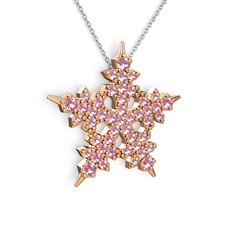 Mona Kar Tanesi Kolye - Pembe kuvars 18 ayar rose altın kolye (40 cm beyaz altın rolo zincir) #1nxw6ba