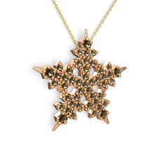 Mona Kar Tanesi Kolye - Dumanlı kuvars 925 ayar rose altın kaplama gümüş kolye (40 cm altın rolo zincir) #1qfbn2a