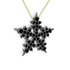 Mona Kar Tanesi Kolye - Siyah zirkon 925 ayar siyah rodyum kaplama gümüş kolye (40 cm altın rolo zincir) #1qx14bw